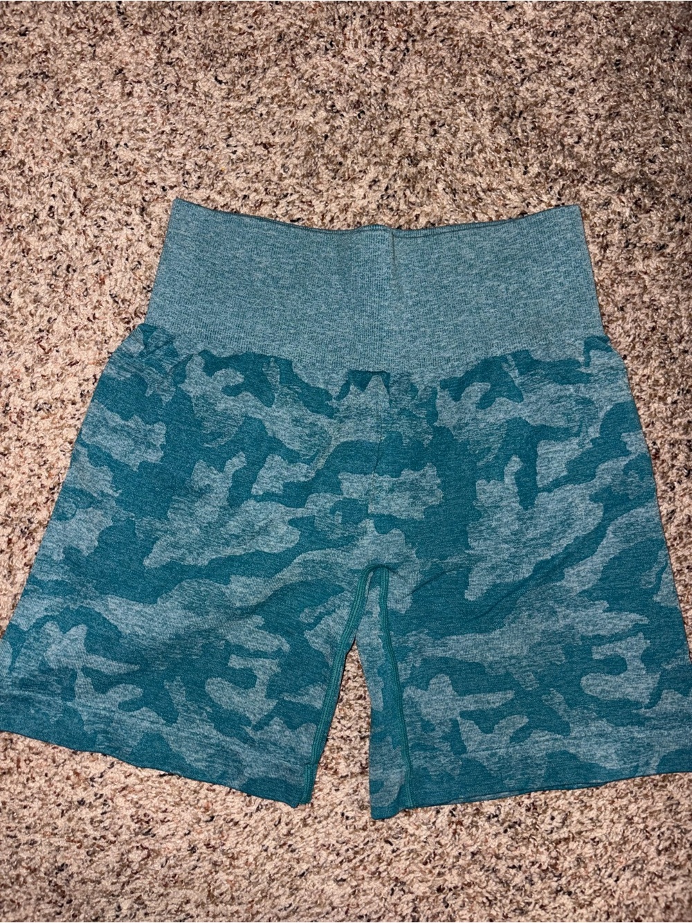 NVGTN Teal Camo High-Waist Bike Shorts